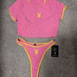 PLAYBOY Pink and Yellow Women's Intimate Set